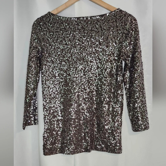 J. Crew Top Womens Size XS Gray Sequin 3/4 Sleeves Going Out Concert Swiftie - Picture 6 of 7